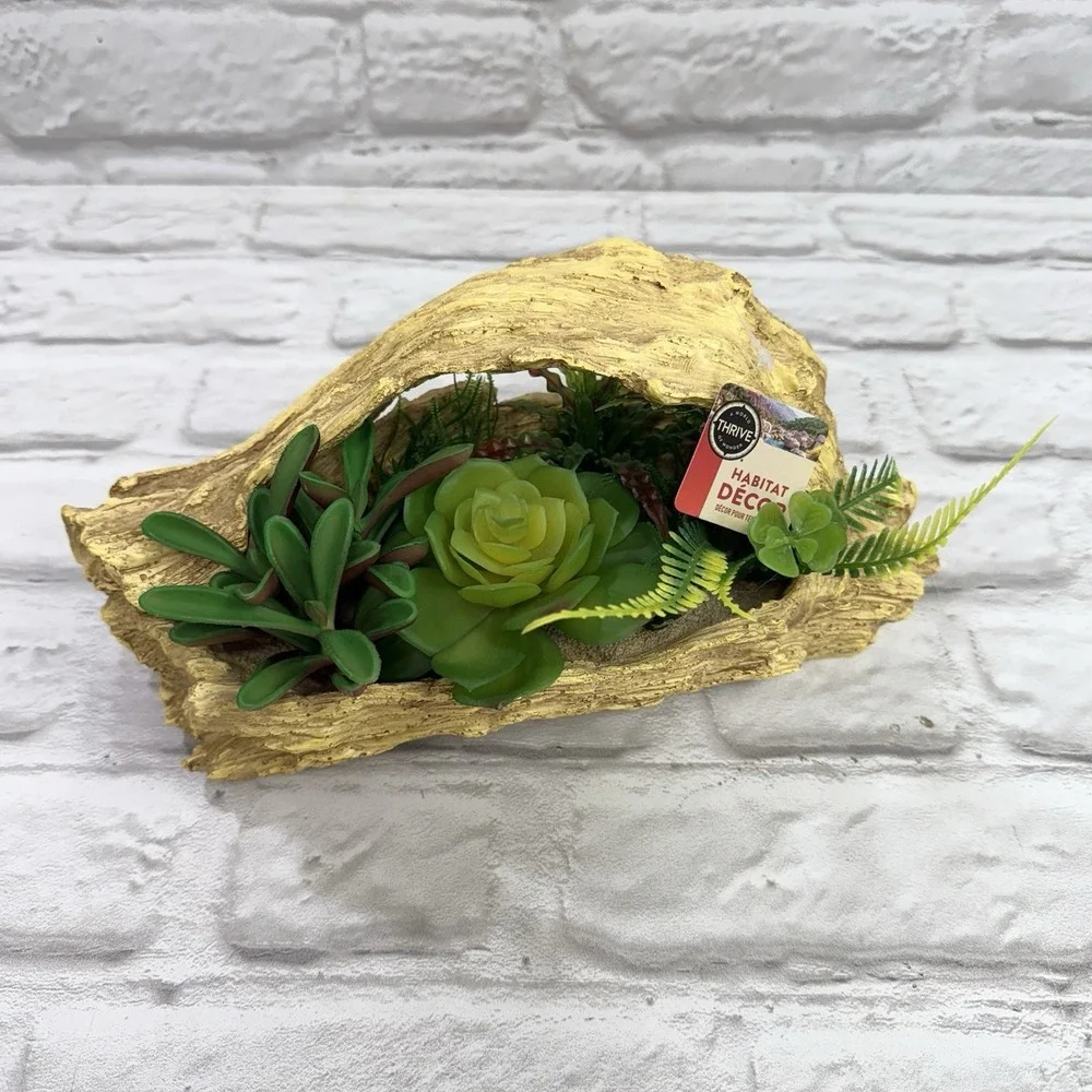 Thrive Habitat Decor Terrarium Driftwood Succulent Plant Resin Reptile Enclosure